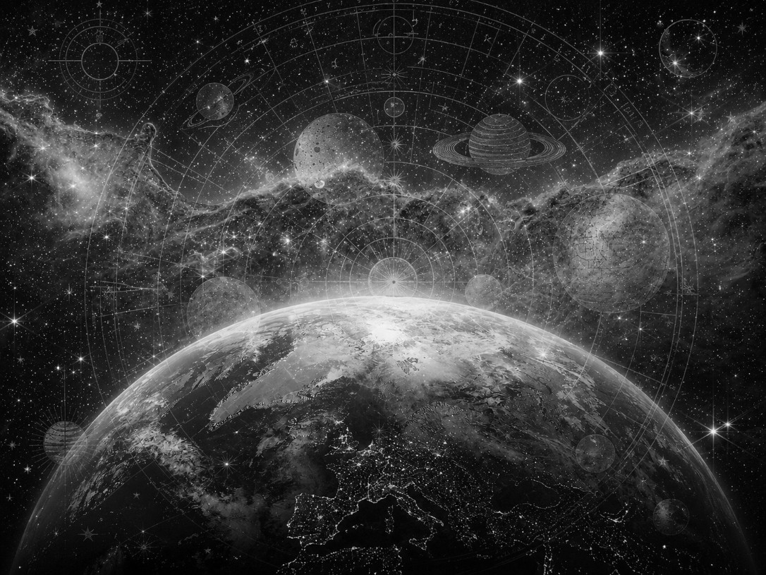 Sacred Equilibria: The Architecture of New Cosmogonies. Immagine generata con Midjourney A.I.